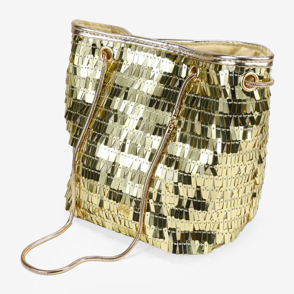 Bolso de fiesta dorado con lentejuelas