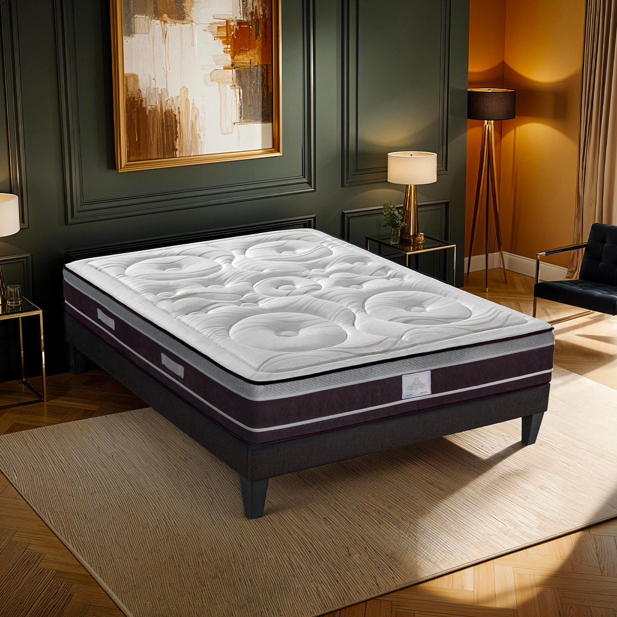 Ensemble Divin | Matelas ressorts ensaches avec sommier en bois