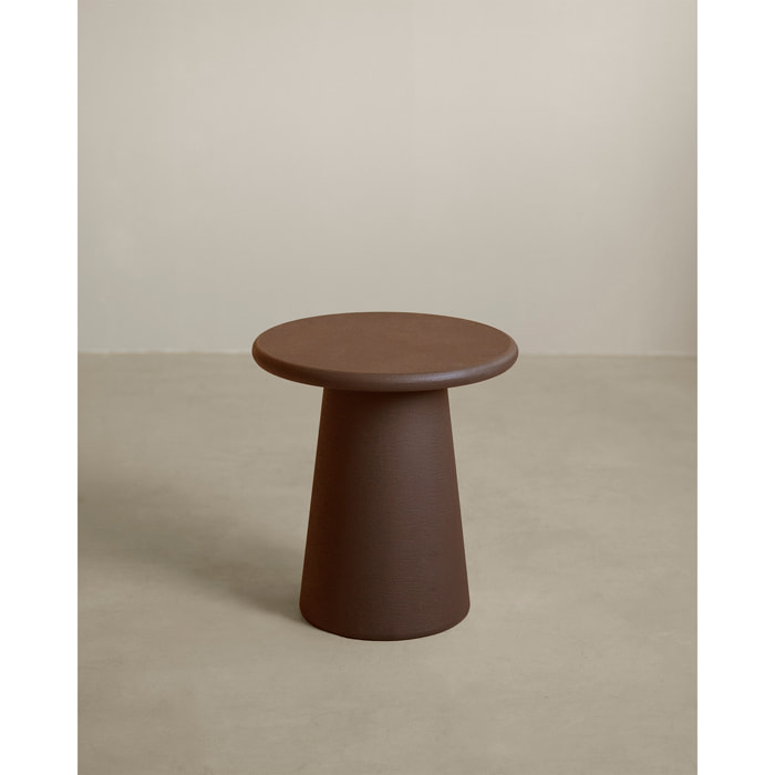 Table d'appoint ronde en microciment marron de 45x50cm Hauteur: 50 Longueur: 45 Largeur: 45