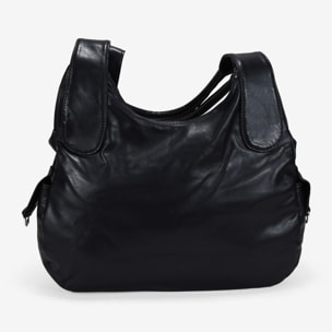 Bolso de hombro negro con bolsillos