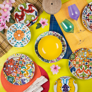 Service de table 18 pièces Excelsa – Lisbona, Porcelaine Multicolore
