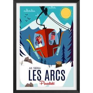 Poster de paradiski les arcs Affiche + cadre en bois - Noir