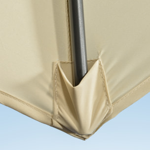 Parasol déporté octogonal inclinable manivelle avec pied en acier Ø 2,94 x 2,48H m beige clair