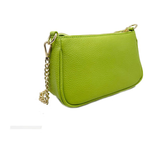 Chicca Borse - Tracollina Clutch Donna in Vera Pelle - Colore Verde Chiaro