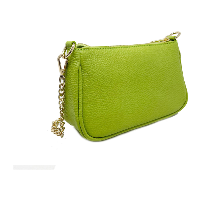 Chicca Borse - Tracollina Clutch Donna in Vera Pelle - Colore Verde Chiaro