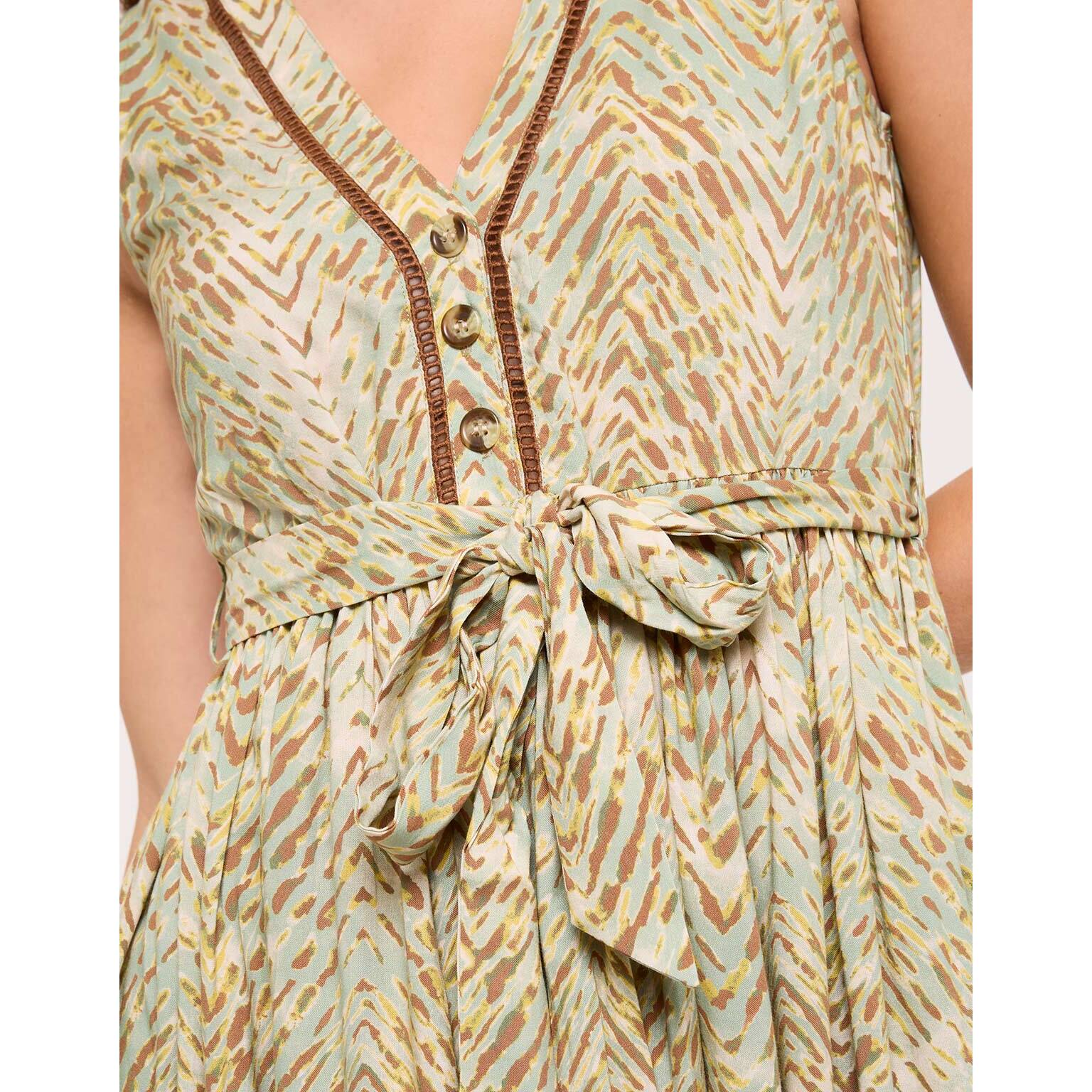 Vestido Corto con Lazo Caqui - Biera
