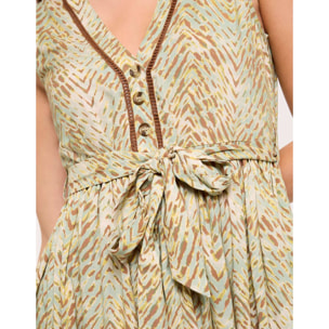 Vestido Corto con Lazo Caqui - Biera