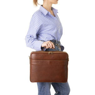 Borsa a mano  unisex In Vera pelle Made in Italy 38x32x6 cm