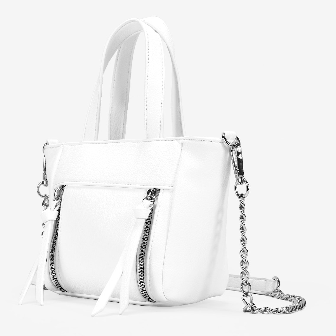 Bolso pequeño blanco con cremalleras