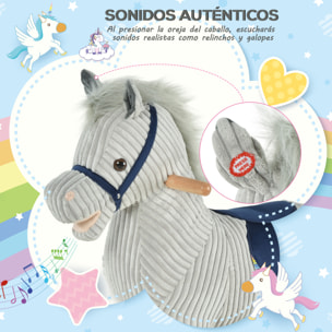 Caballito Balancín Infantil para Niños +3 Años con Sonido 73x35x64cm Gris y Azul