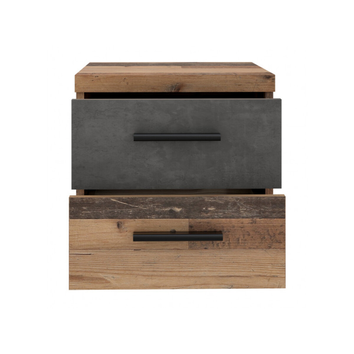 Table de chevet 2 tiroirs en bois effet vintage - TOM
