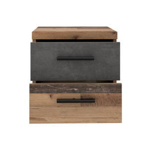 Table de chevet 2 tiroirs en bois effet vintage - TOM