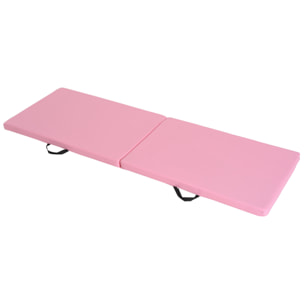 Tapis de gymnastique yoga pilates fitness pliable portable grand confort 180L x 60l x 5H cm revêtement synthétique rose