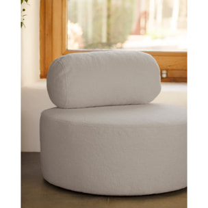Fauteuil en bouclé rond couleur gris clair de 91x71cm Hauteur: 71 Longueur: 91 Largeur: 91