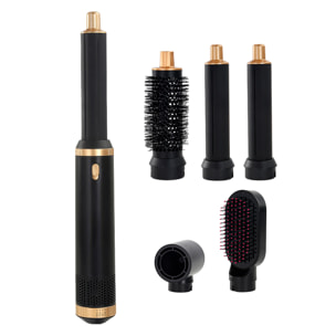 Secador de pelo D55. 5 en 1 con iones negativos. Permite alisar, secar, rizar y mucho más. Con 3 temperaturas y 5 accesorios.