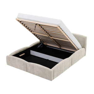 Carla - lit coffre - 180x200 cm - en velours texturé - sommier inclus - Beige