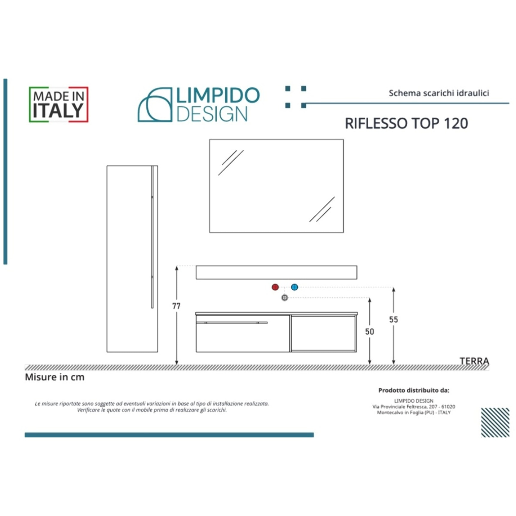 MOBILE DA BAGNO RIFLESSO 120 ROVERE NATURALE E BIANCO LUCE - 9 PEZZI