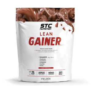 STC NUTRITION – Lean Gainer – Spécial Prise de Masse – Construction Musculaire – Rapport Protéine-Glucide 2:1 – Brevet Aminolise 100% Digeste - Sans Colorant Gluten – Goût Chocolat - 25 Shakers - 1kg - Chocolat