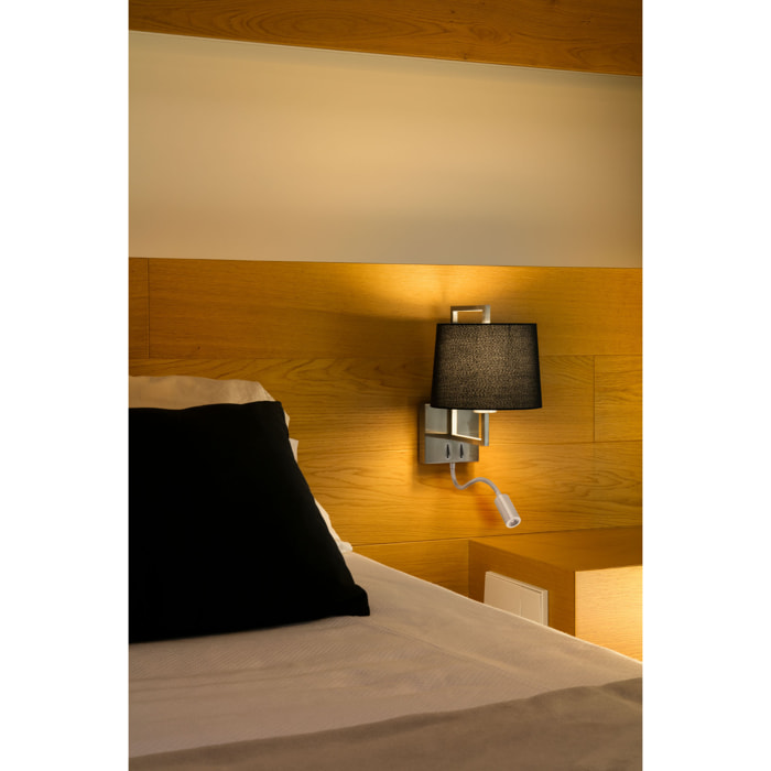 FRAME Lampe applique nickel mat/noire avec lecteur LED