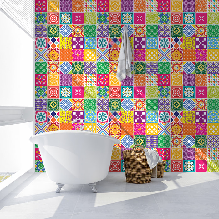 Stickers muraux - Sticker Mural Carrelage adhésif Cuisine Salle de Bain - 60 STICKERS CARRELAGES AZULEJOS WILLIA