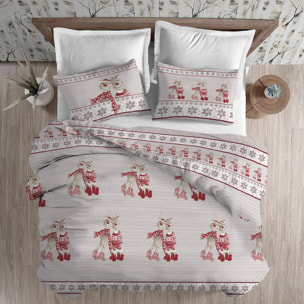 Parure copripiumino in flanella renne rosso