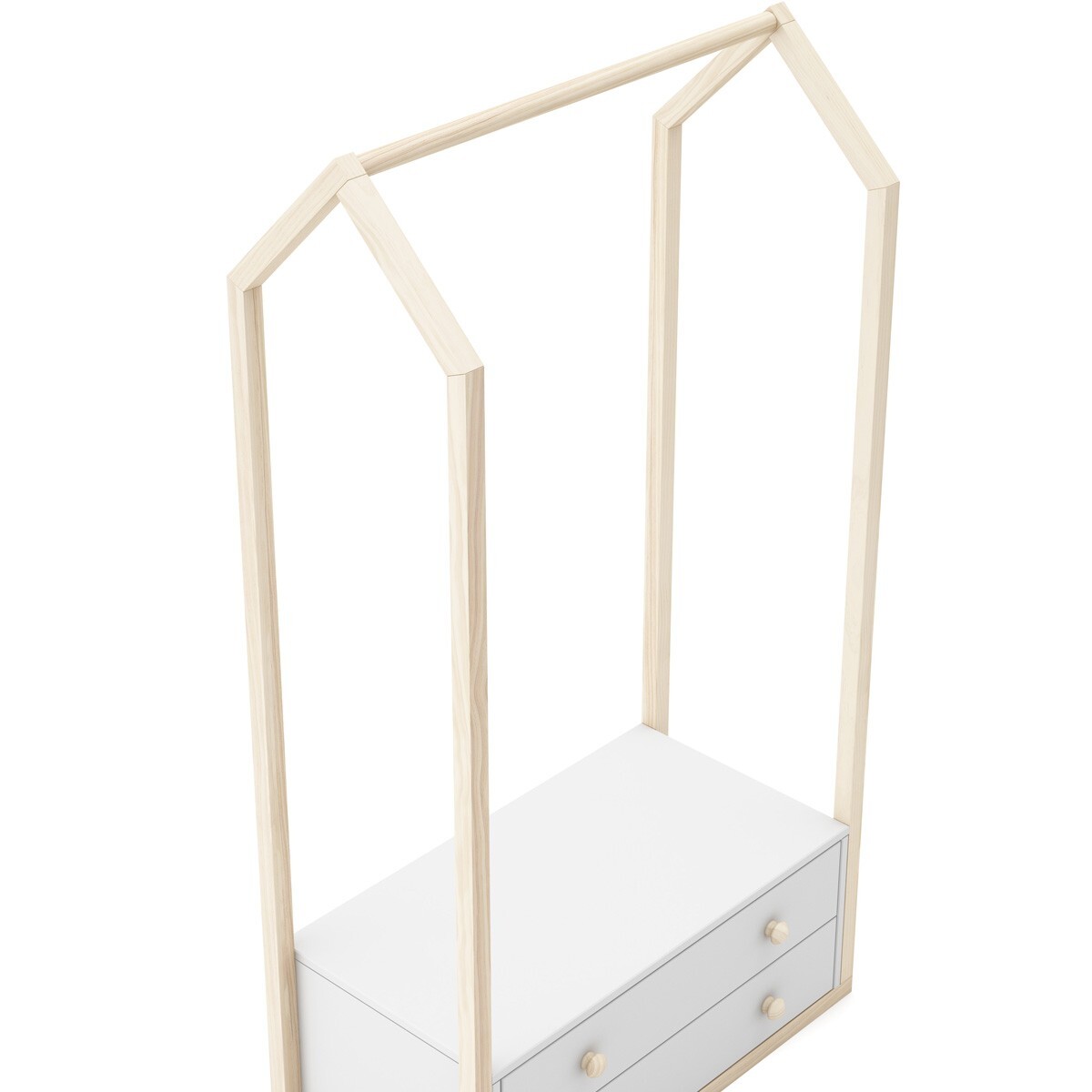 Penderie cabane enfant 2 tiroirs en bois - ELISE