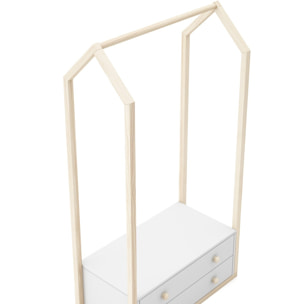 Penderie cabane enfant 2 tiroirs en bois - ELISE
