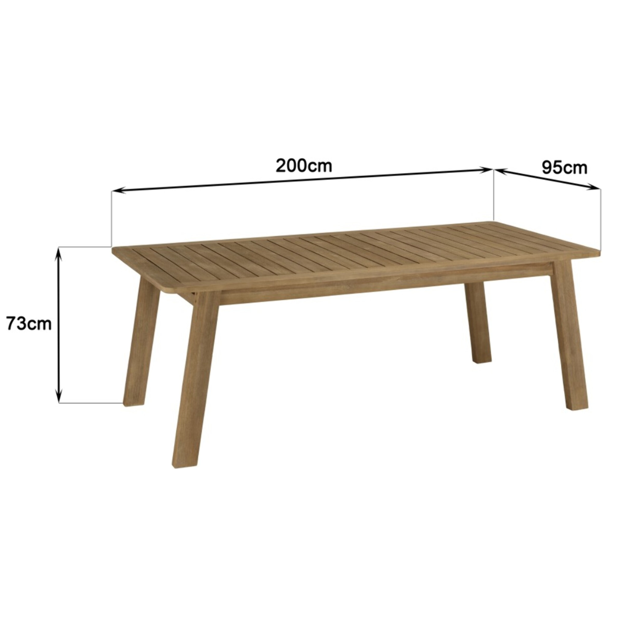 CELESTIN - Table à manger de jardin en acacia 200x95cm
