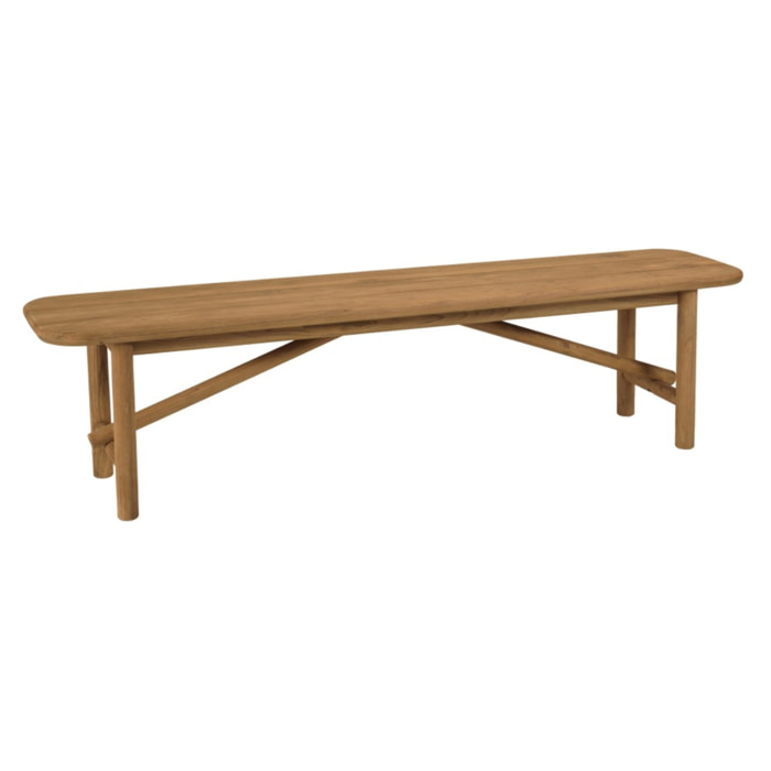 COLINE - Banc de jardin 180x40cm en bois de teck recyclé couleur naturelle