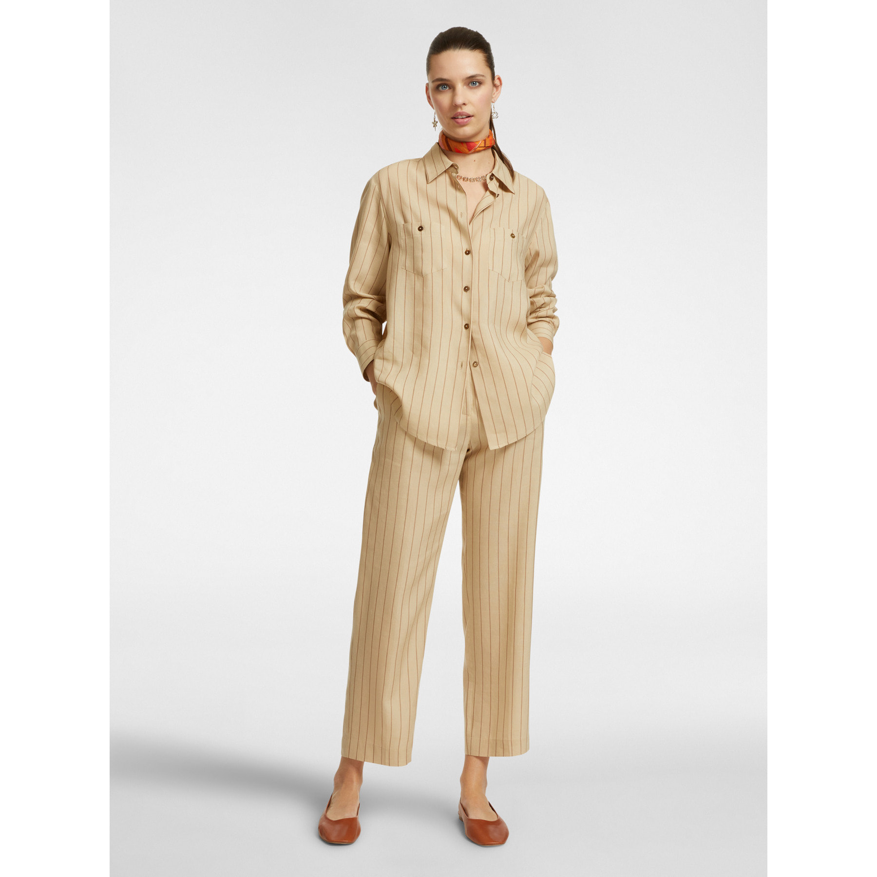 Elena Mirò - Pantalón raya diplomática - Beige