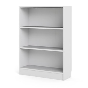 Libreria a tre vani, colore bianco, cm 79 x 107 x 27