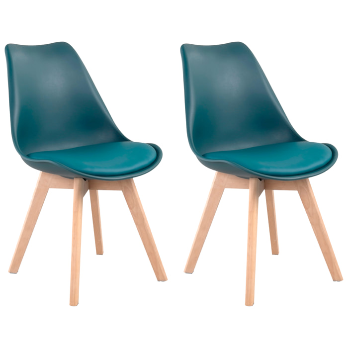 Lot de 2 chaises scandinaves NORA bleues avec coussin