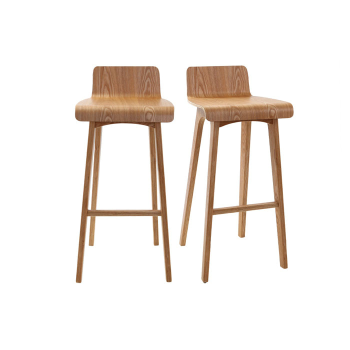 Tabourets de bar scandinaves en bois clair H75 cm (lot de 2) BALTIK