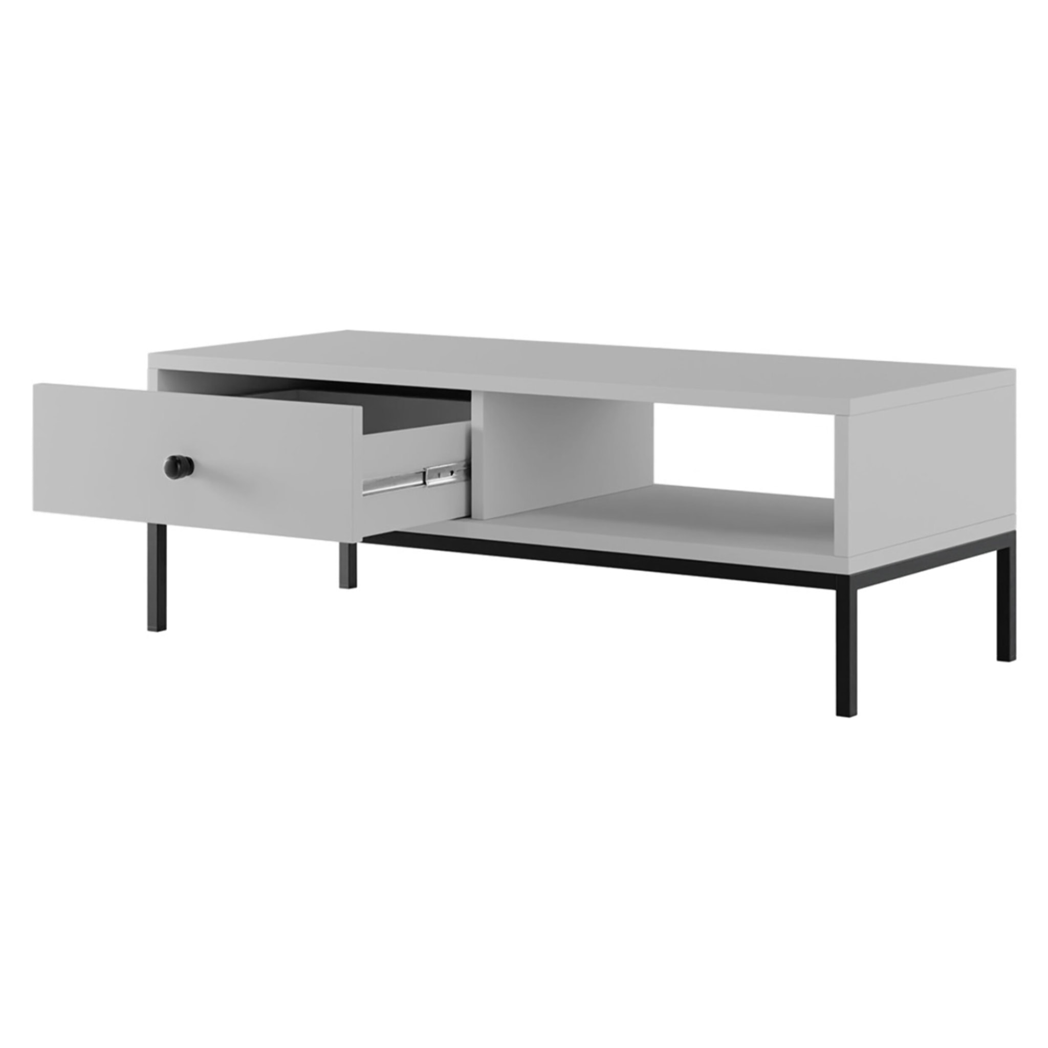 Filipo - table basse - 1 tiroir et 1 niche - 90 cm - Gris