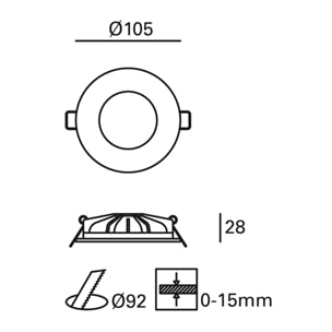 FORLIGHT Downlight Ip54 Hide Smart Led Led 8,5,,Naw 3000K Blanco 597Lm