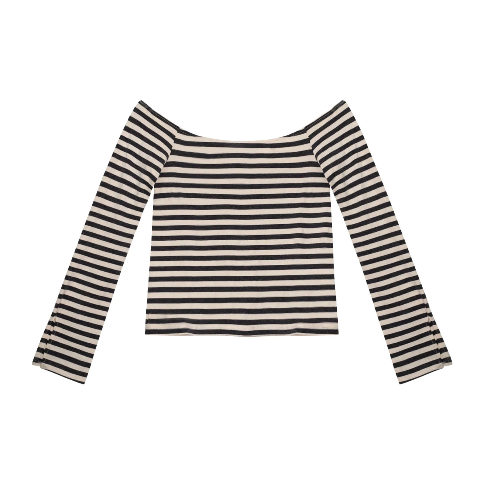 Camiseta mujer de rayas y escote bardot