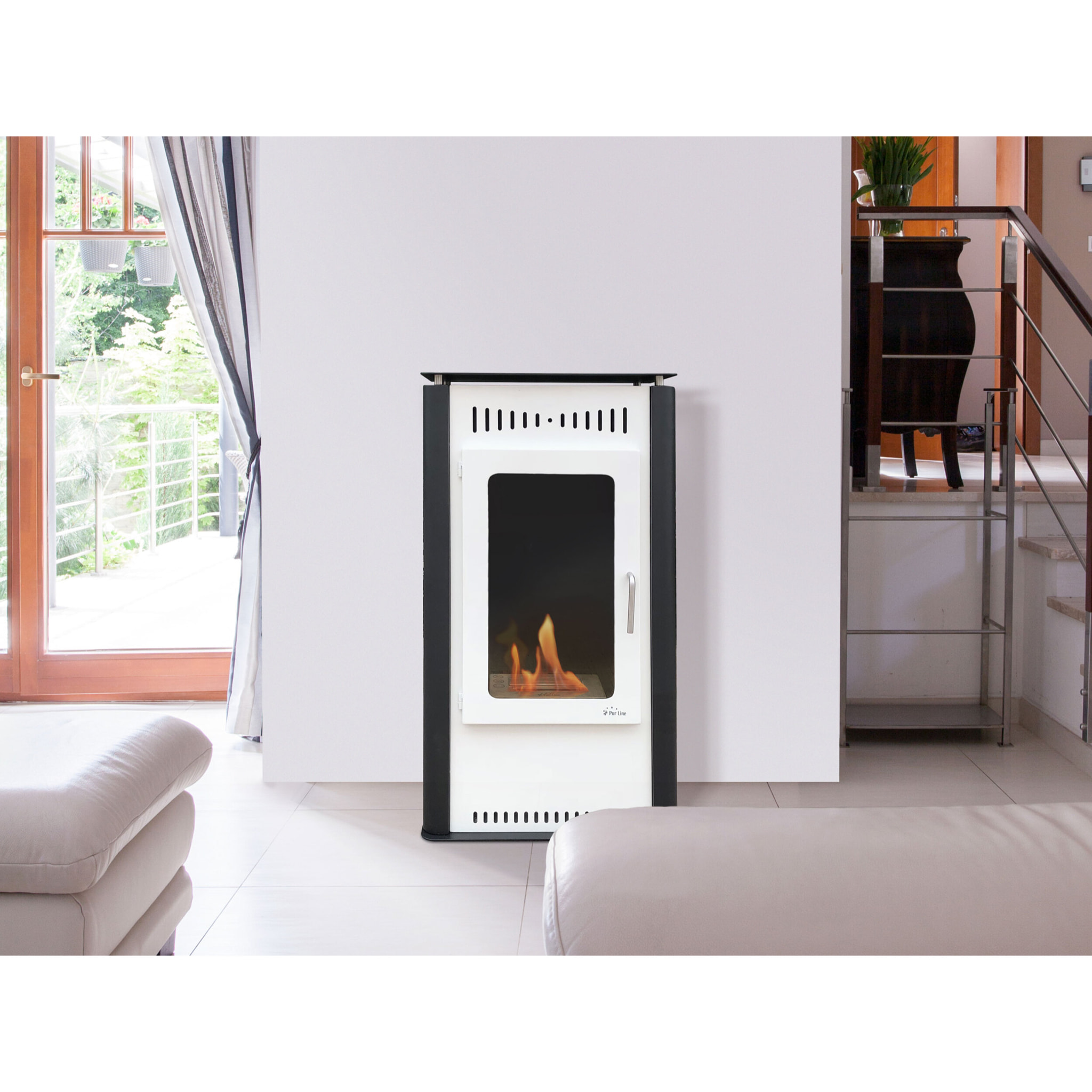 Estufa de etanol en acero blanco BALANOS PURLINE