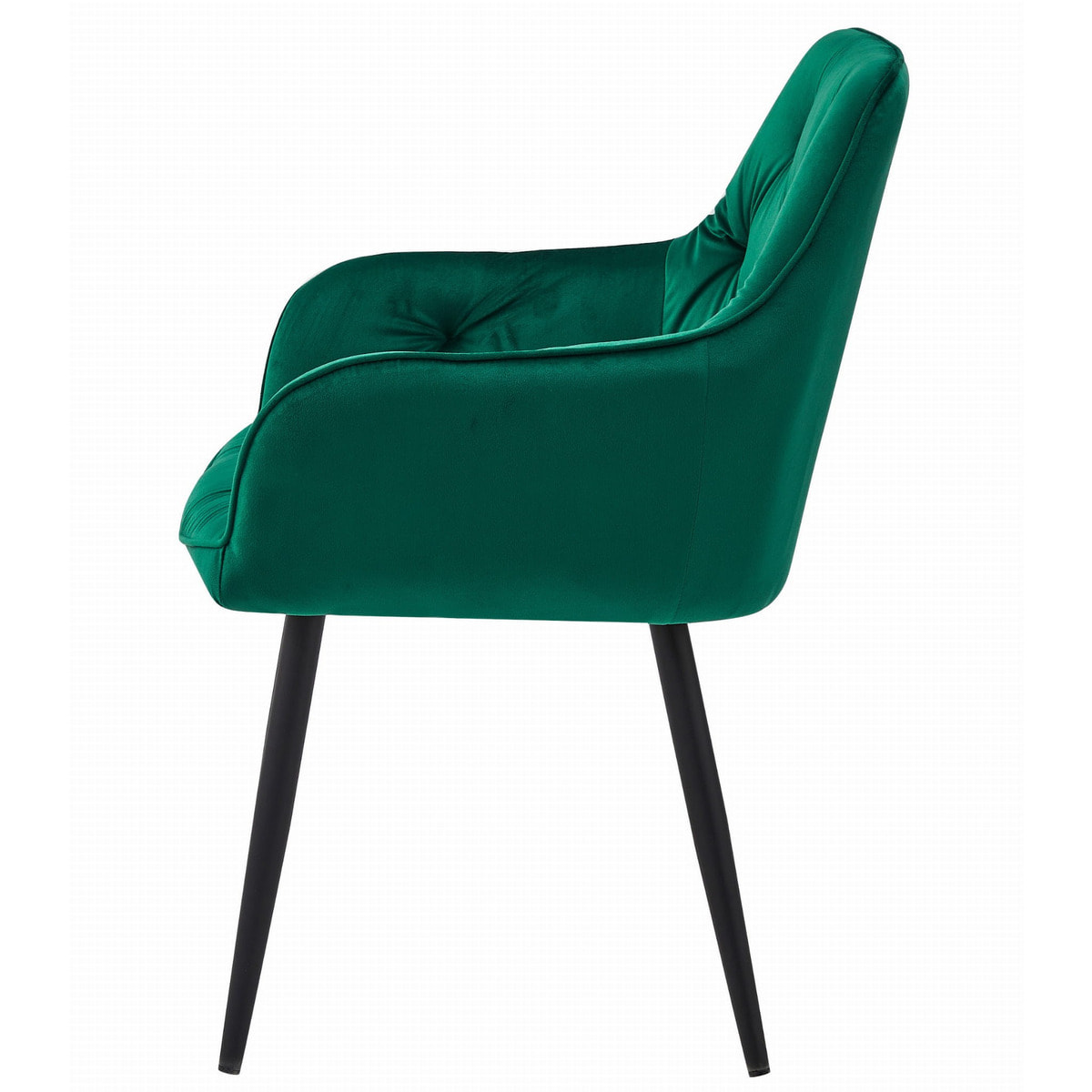 Set di 2 sedie Jork in velluto verde scuro con gambe nere