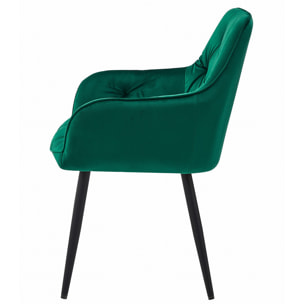 Set di 2 sedie Jork in velluto verde scuro con gambe nere