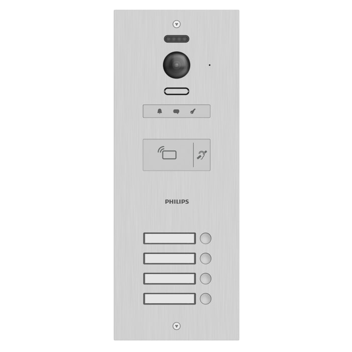 Visiophone collectif pour 4 appartements / bureaux - compatible Vigik - Philips WelcomeHive 2 -