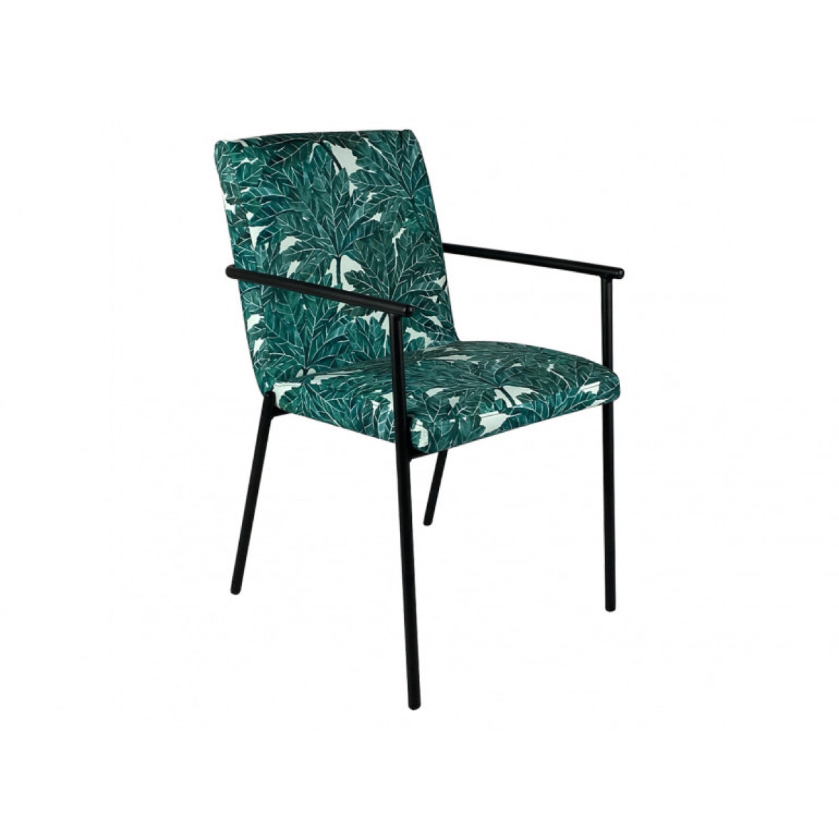 Lot de 2 chaises avec accoudoirs motif feuilles d'arbre et pieds noirs - JASPE 708