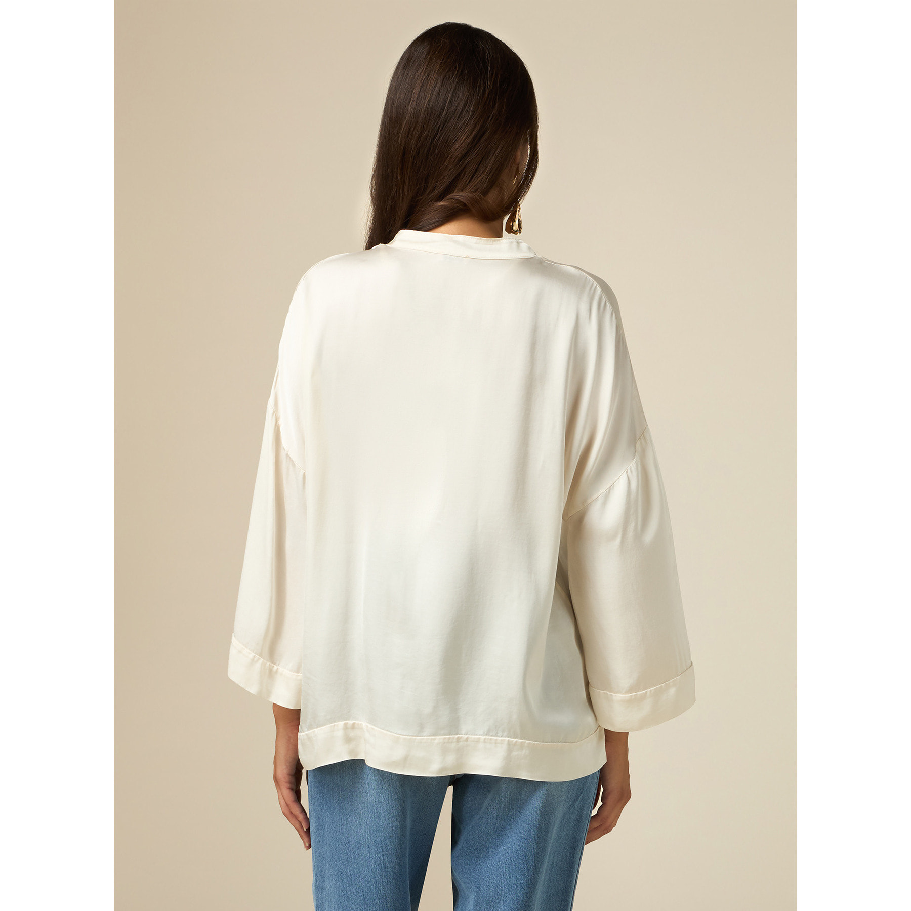 Oltre - Blusa en raso de viscosa - Blanco