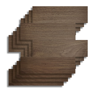 Crédence adhésive murale 3D  - Effet bois 4 pièces - Marron Brun