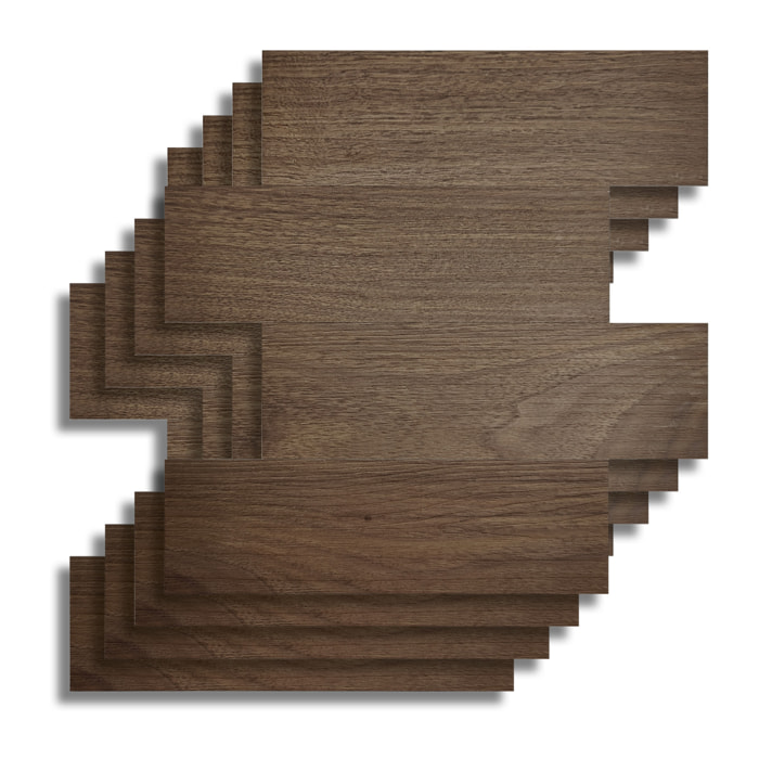 Crédence adhésive murale 3D  - Effet bois 4 pièces - Marron Brun