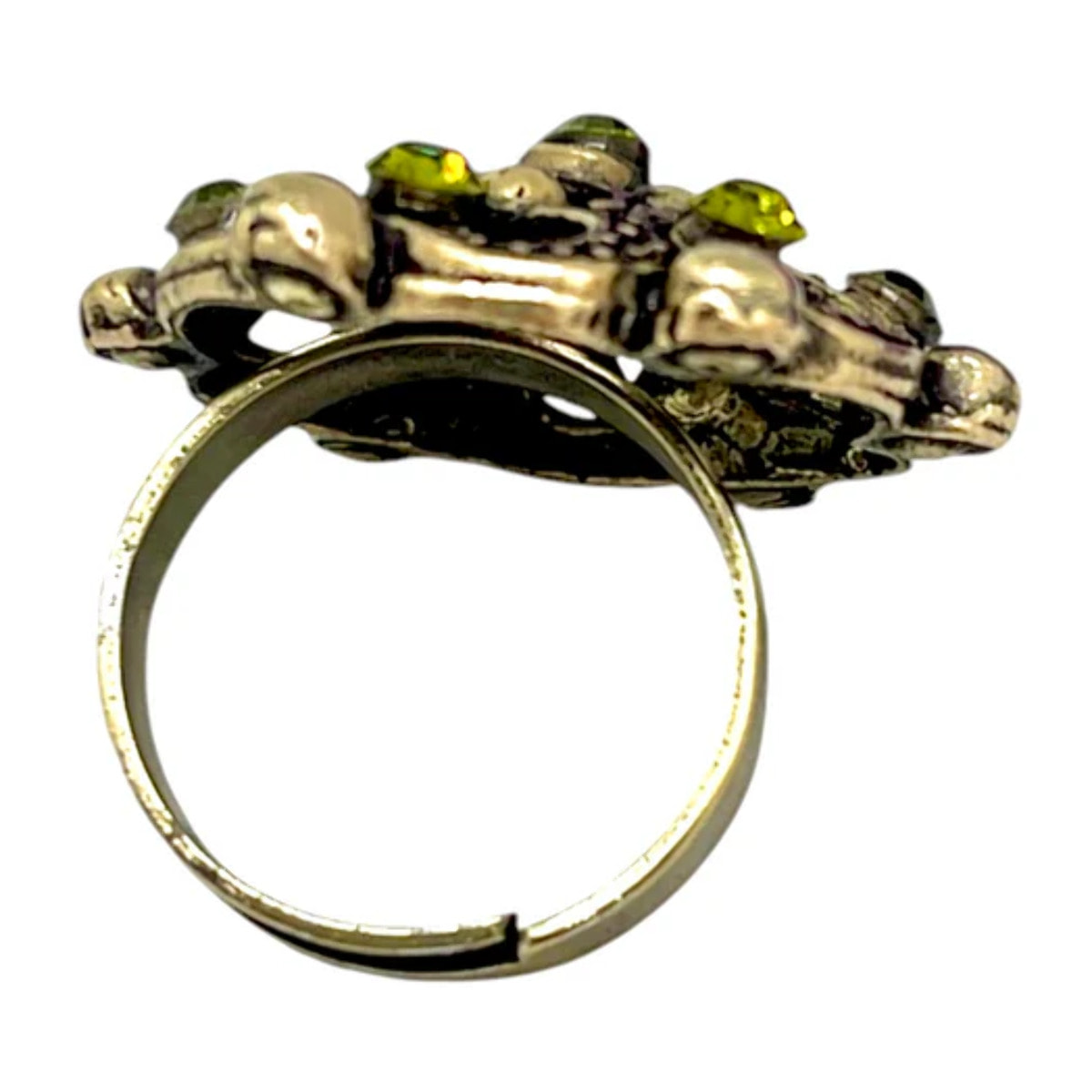 Anillo Vintage cristales SW en redondo dorado y olivina