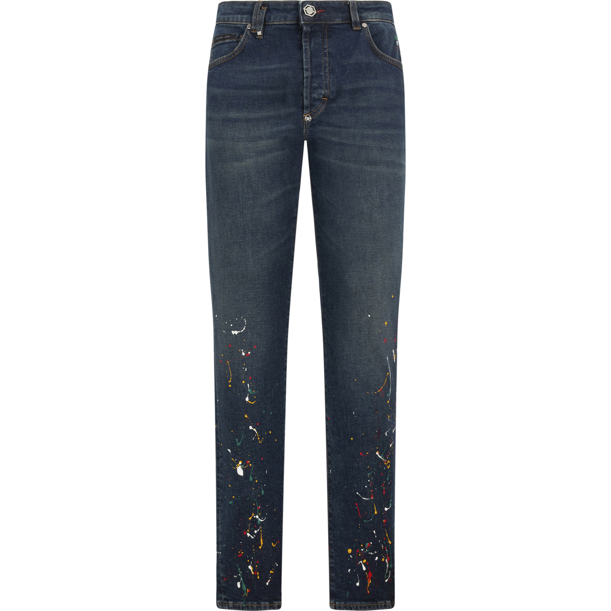 PHILIPP PLEIN Super Straight Cut Jeans Paint