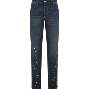 PHILIPP PLEIN Super Straight Cut Jeans Paint