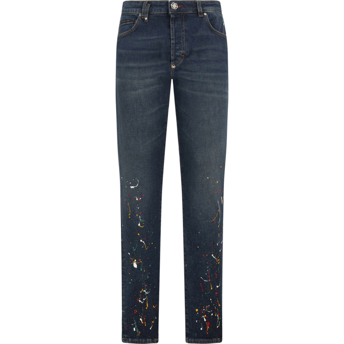 PHILIPP PLEIN Super Straight Cut Jeans Paint