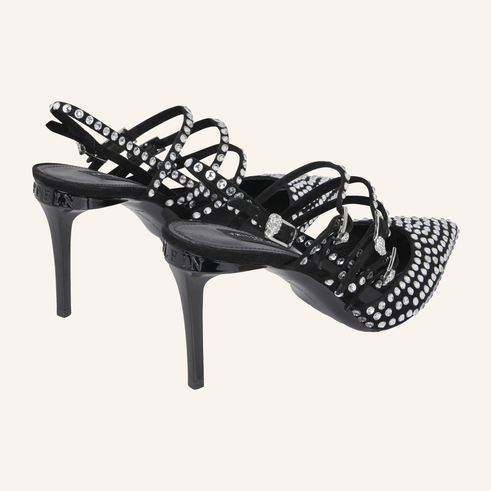 PHILIPP PLEIN Suede Slingbacks Skull Belts 9