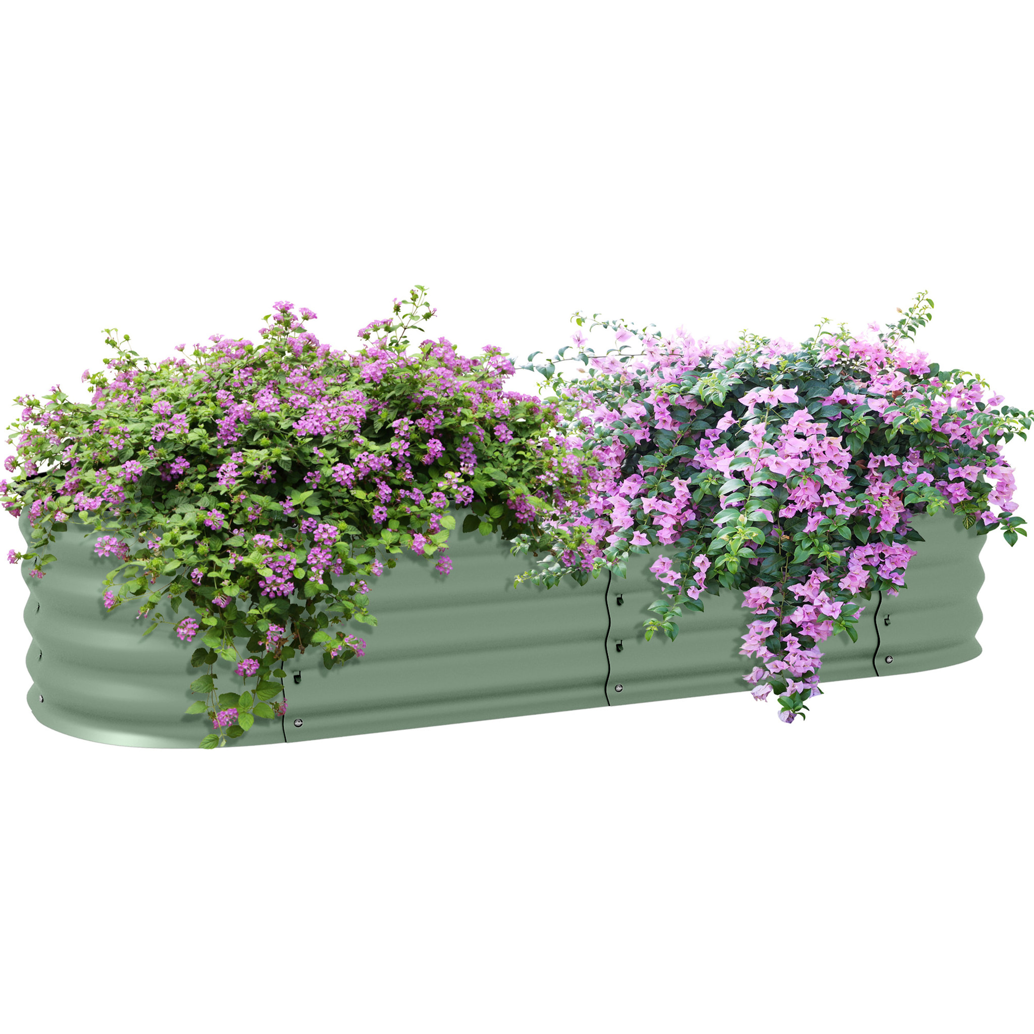 Carré potager de jardin dim. 150L x 62l x 30H cm modulable tôle d'acier ondulée vert